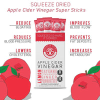 Squeeze Dried Apple Cider Vinegar (ACV)! Our special cleansing blend includes apple cider vinegar, lemon, cayenne, cinnamon, ginger, and probiotics. Simply add 1 stick of our ACV powder to your water and enjoy, on-the-go. Each box contains 30 single-serving drink sticks.